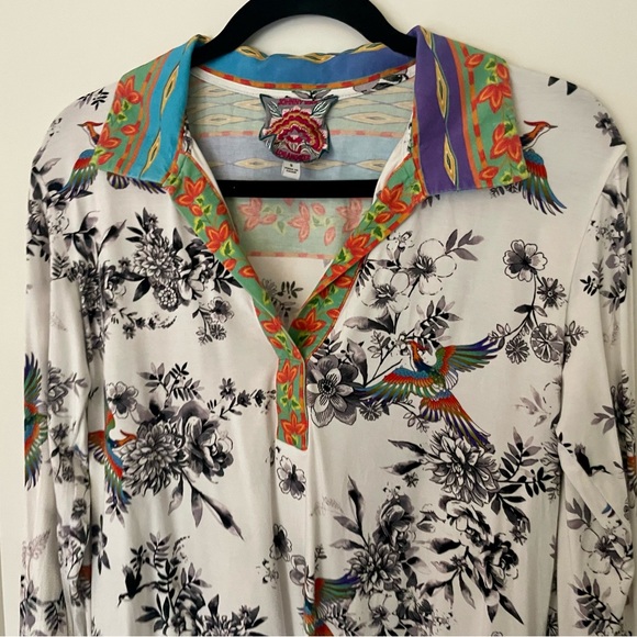 Johnny Was Dreamer Garden Split Front Henley Tee - Picture 6 of 13